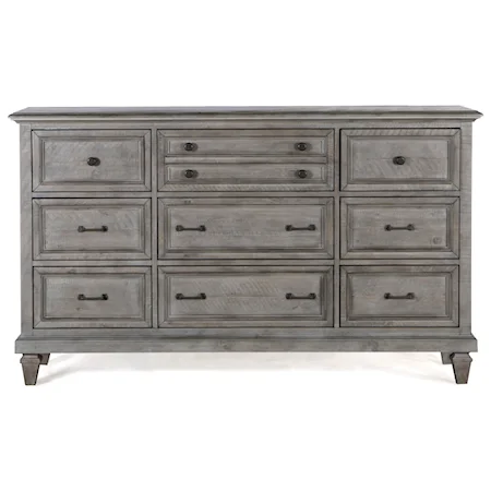 Rustic Dresser with Nine Drawers